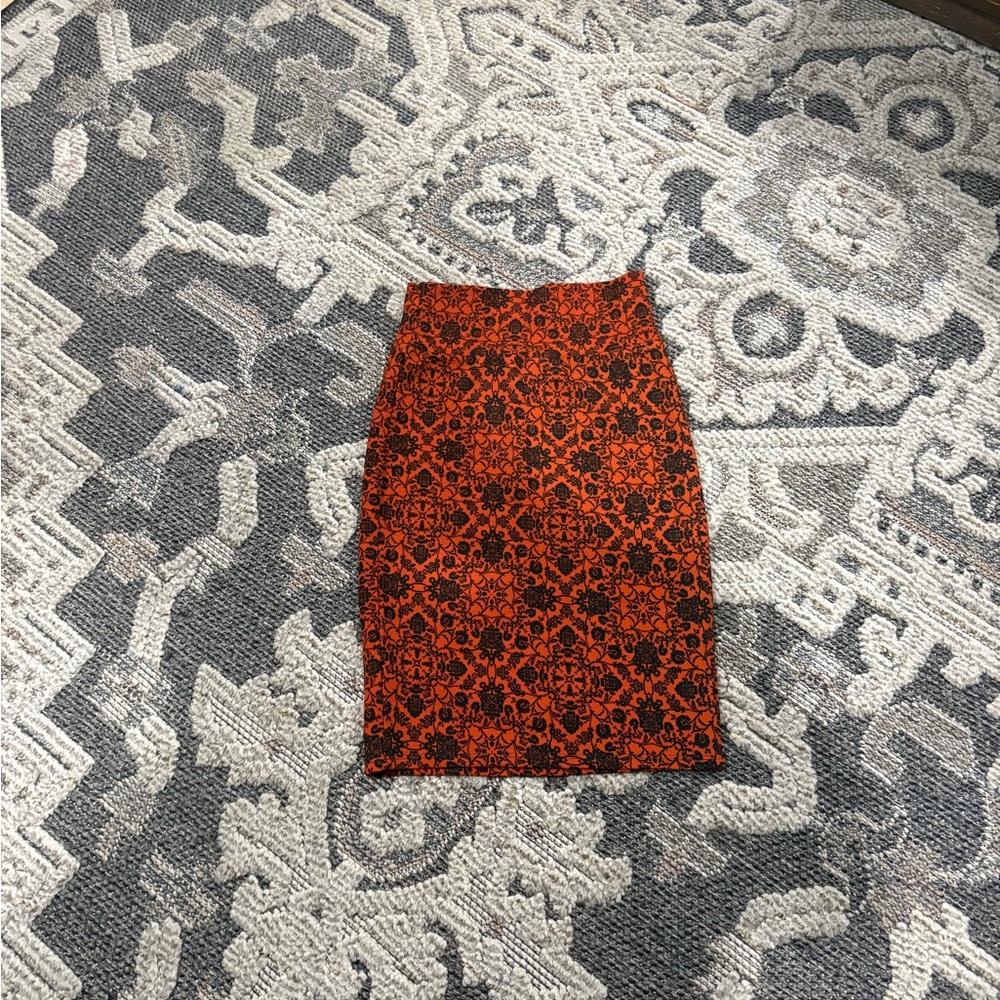 LuLaRoe Black and Orange Floral Pencil Skirt